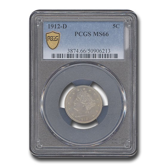 1912-D Liberty Head V Nickel MS-66 PCGS 1912-D Liberty Head V Nickel MS-66 PCGS